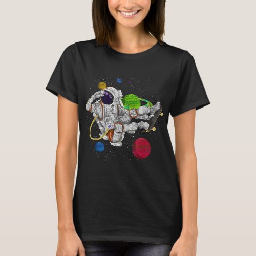 Funny Space Travel Planets Skateboarding Kids Astr T_Shirt