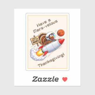 Funny Space Turkey Thanksgiving Sticker