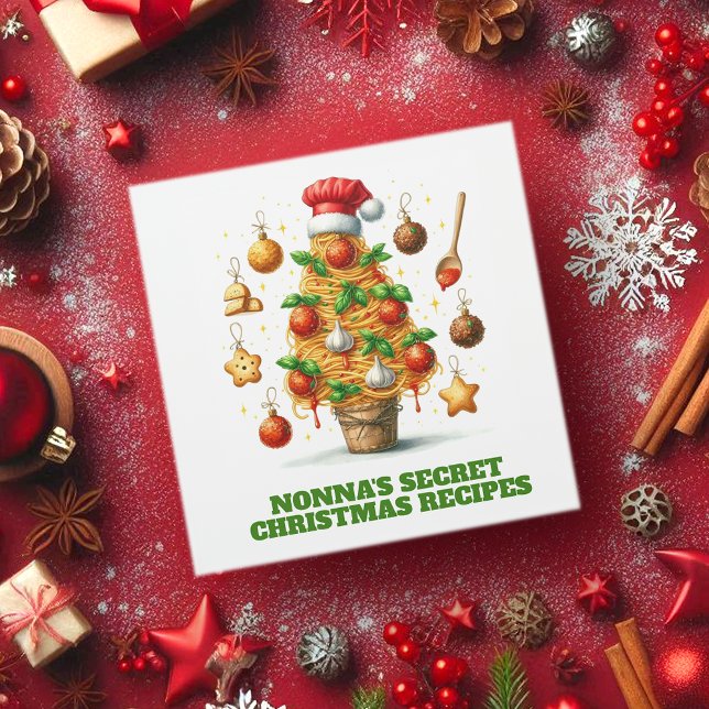 Funny Spaghetti Christmas Tree Delizioso Natale! 3 Ring Binder (Funny Christmas Spaghetti Tree Recipe Cookbook Cover Photo)