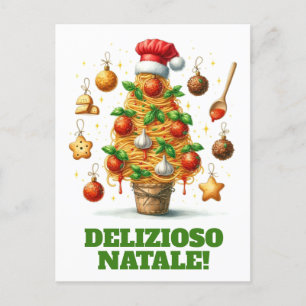 Funny Spaghetti Christmas Tree Delizioso Natale! Postcard