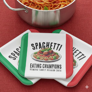 Funny Spaghetti Eating Champion Family Reunion Paper Plates