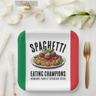 Funny Spaghetti Eating Champion Family Reunion Paper Plates