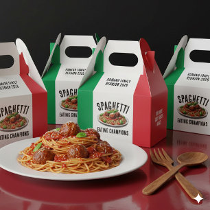 Funny Spaghetti Eating Champions Family Reunion Favor Boxes