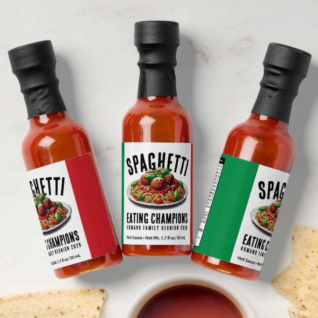 Funny Spaghetti Eating Champions Family Reunion Hot Sauces (Laydown)