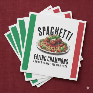 Funny Spaghetti Eating Champions Family Reunion Napkins