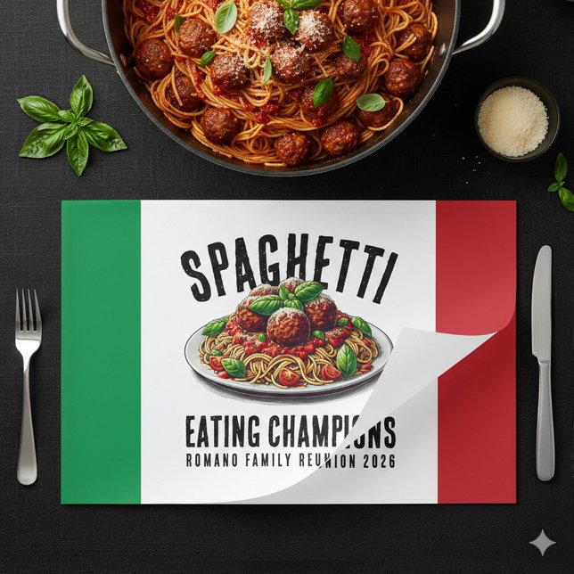 Funny Spaghetti Eating Champions Family Reunion Paper Pad (Funny Spaghetti Eating Champions Italian Family Reunion Paper Placemats Cover Photo)