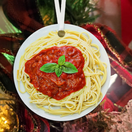 Funny Spaghetti Gag Gift Food Christmas Metal Ornament