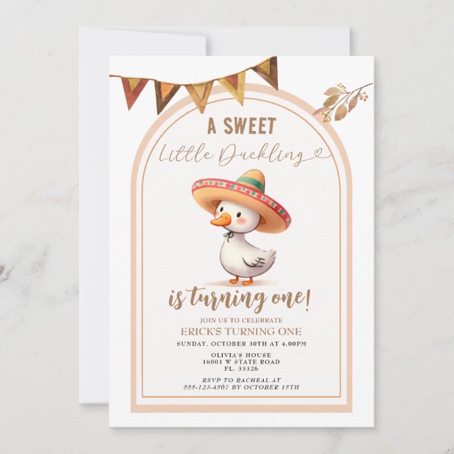 Funny Spanish Goose Arch Turning One Birthday Invitation (Front)