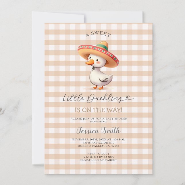 Funny Spanish Goose Gingham Baby Shower Invitation (Front)