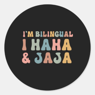 Funny Spanish Teacher Groovy I'm Bilingual I Haha Classic Round Sticker