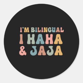 Funny Spanish Teacher Groovy I'm Bilingual I Haha Classic Round Sticker