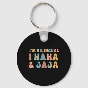 Funny Spanish Teacher Groovy I'm Bilingual I Haha Keychain