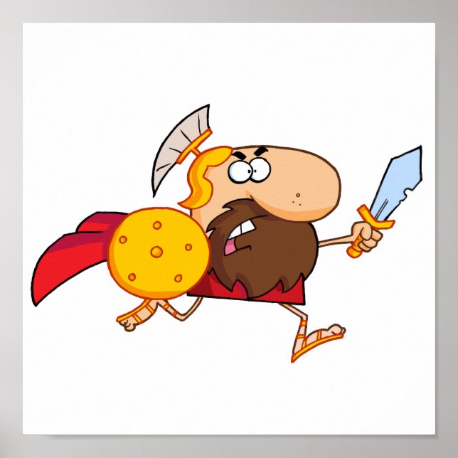 Funny Spartan Gladiator Running Poster (Front)