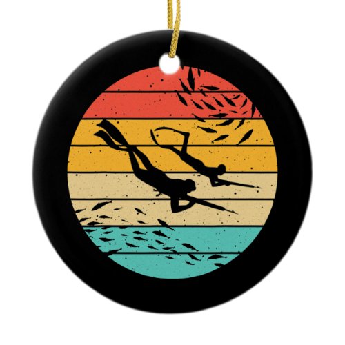 Funny Spearfishing Gift For Men Women Dive Ceramic Ornament