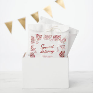 Funny special delivery pizza baby shower favor bag