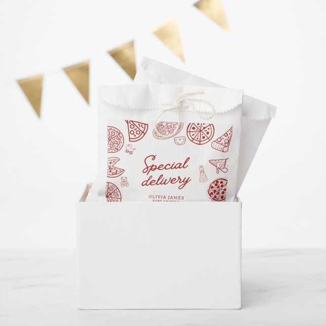 Funny special delivery pizza baby shower favor bag (Party)