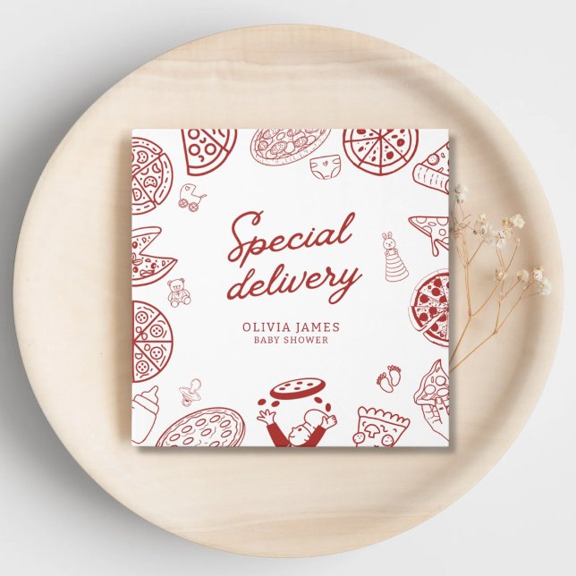 Funny special delivery pizza baby shower guest book (Creator Uploaded)