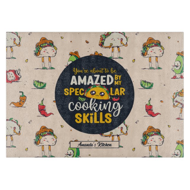 Funny Spectacular Taco Pun Cinco De Mayo Pattern Cutting Board (Front)