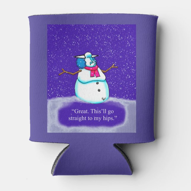 Funny Spectickles Holiday Diet Snow Woman Cartoon Can Cooler (Front)