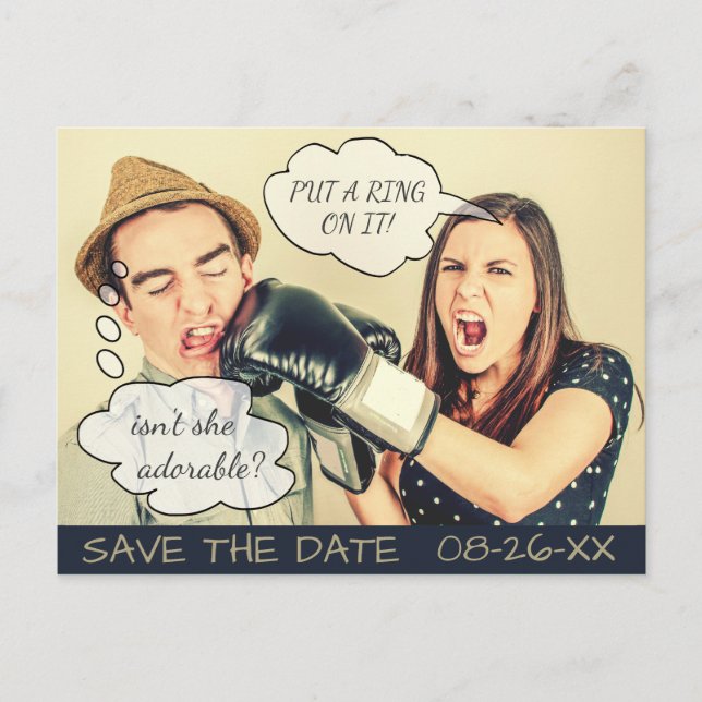 Funny Speech Bubble Save the Date Announcement Postcard (Front)