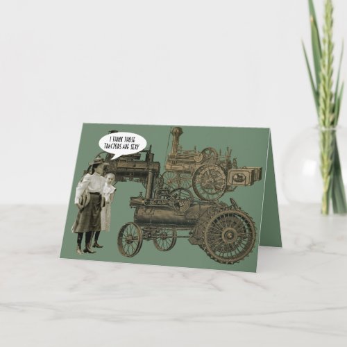 FUNNY SPEECH STEAM ENGINE TRACTION FARM TRACTOR CARD