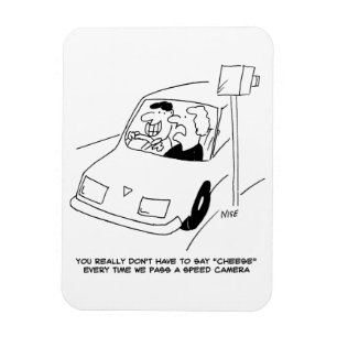 Funny Speed Camera Cartoon Shows Man Driving Magnet