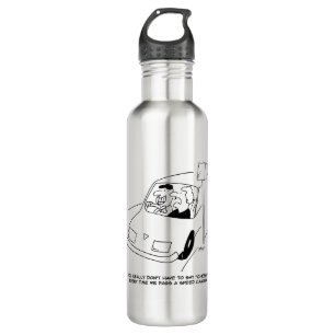 Funny Speed Camera Cartoon Shows Man Driving Stainless Steel Water Bottle