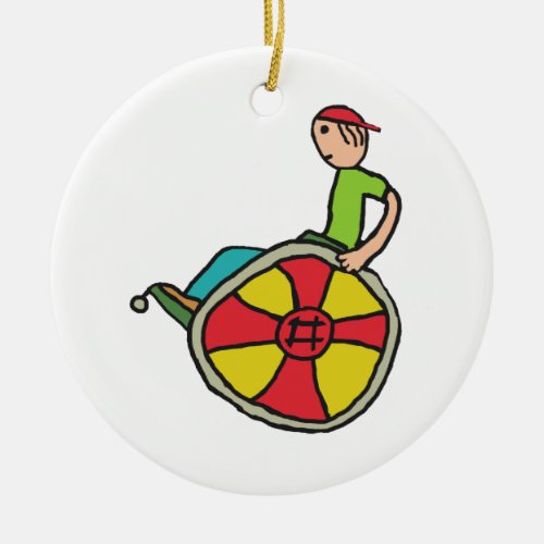 Funny Speedy Wheelchair User Ceramic Ornament