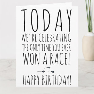 Funny sperm race quote typography happy birthday card