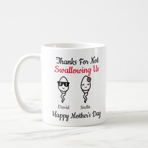 Funny Sperm Thanks For Not Swallowing Mothers Day Coffee Mug