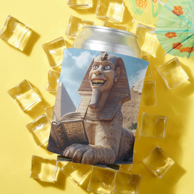 Funny Sphinx Statue Reading Ancient Book in Egypt  Can Cooler (In Situ Summer)