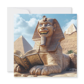 Funny Sphinx Statue Reading Ancient Book in Egypt  Holiday Card