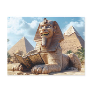 Funny Sphinx Statue Reading Ancient Book in Egypt  Holiday Postcard