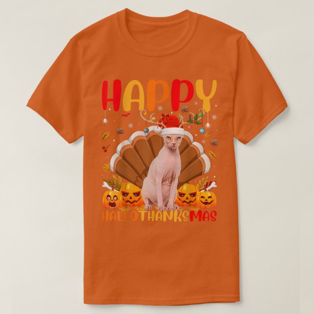 Funny Sphyn Cat Lover Happy Sphyn Cat HelloThanksM T-Shirt (Design Front)