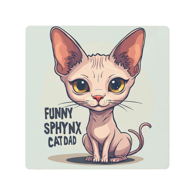 Funny Sphynx Cat Dad Cartoon Art (Front)