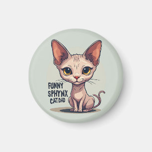 Funny Sphynx Cat Dad Cartoon Art Magnet