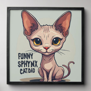 Funny Sphynx Cat Dad Cartoon Art Peel And Stick Photo Tile