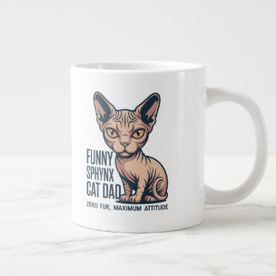 Funny Sphynx Cat Dad Illustration Giant Coffee Mug