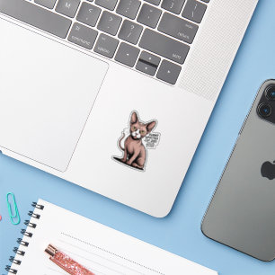 Funny Sphynx Cat Dad Vector Art Sticker