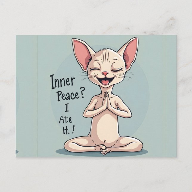 Funny Sphynx Cat Inner Peace Art Postcard (Front)
