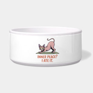 Funny Sphynx Cat Yoga Cartoon Art Bowl