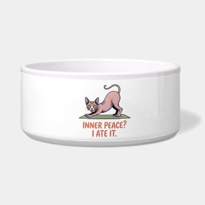 Funny Sphynx Cat Yoga Cartoon Art Bowl
