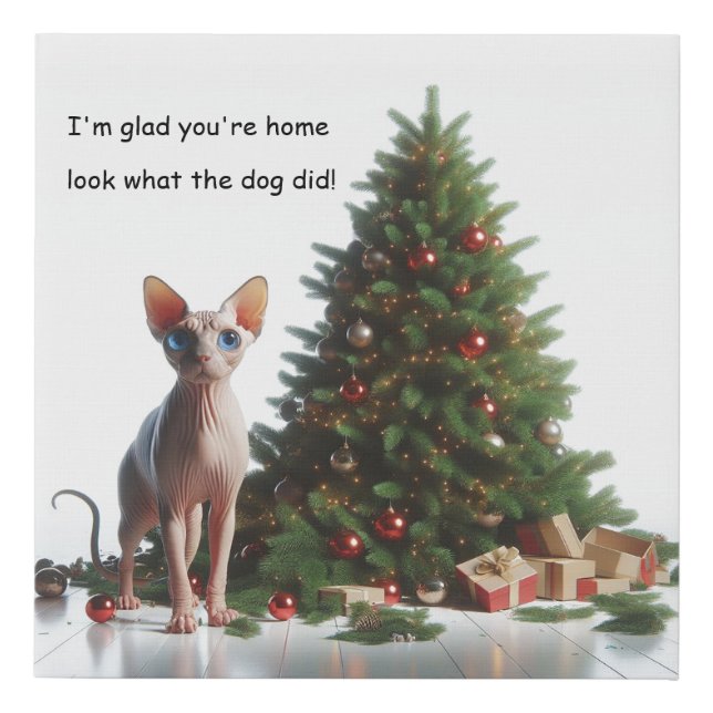 Funny Sphynx Christmas  Faux Canvas Print (Front)