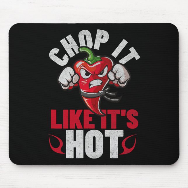 Funny Spicy Chili Karate Design Chile Pepper Humor Mouse Pad (Front)