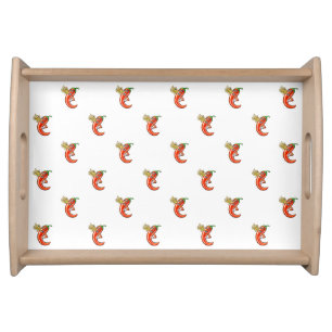 Funny Spicy Chili On Fire Pattern Serving Tray