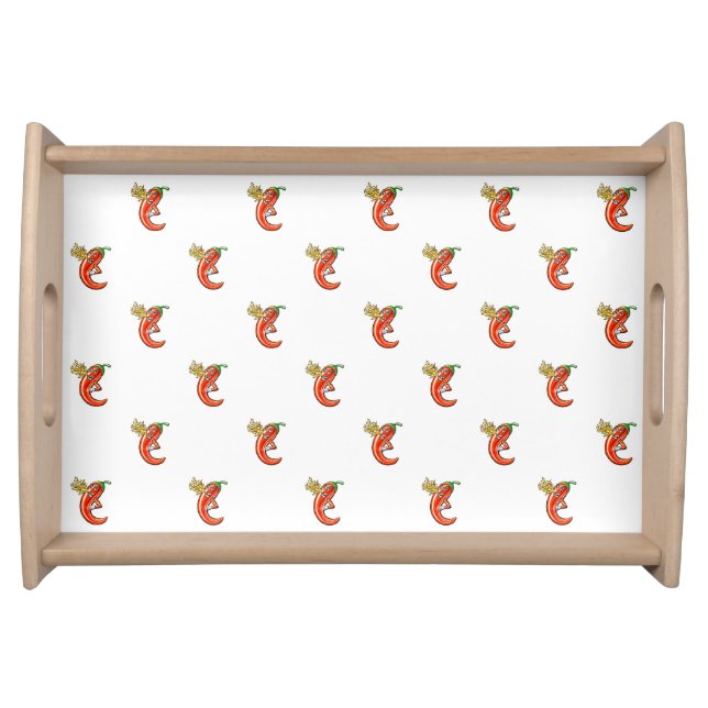 Funny Spicy Chili On Fire Pattern Serving Tray (Front)