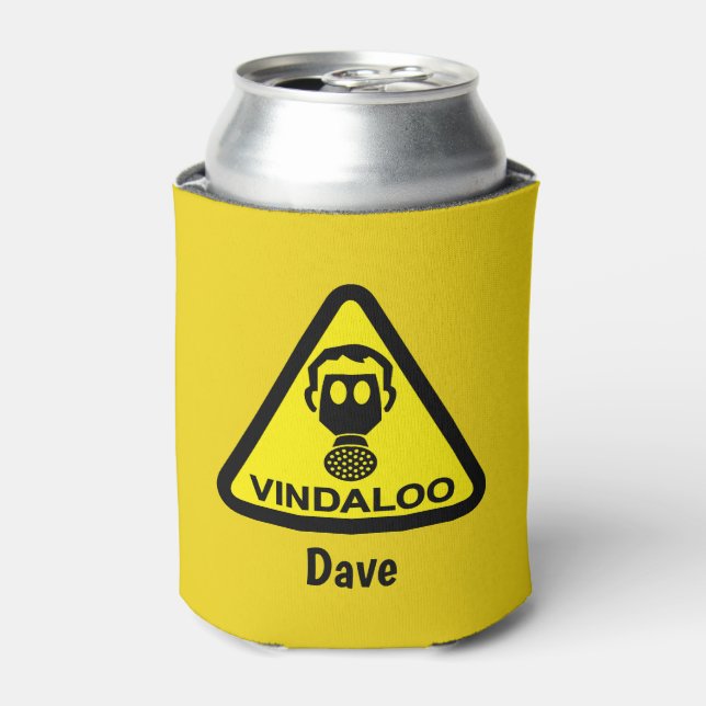 Funny Spicy Food Vindaloo Gas Mask Joke Can Cooler (Can Front)