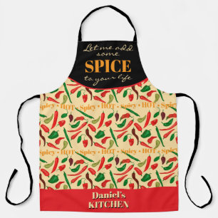 Funny spicy hot peppers red green  apron
