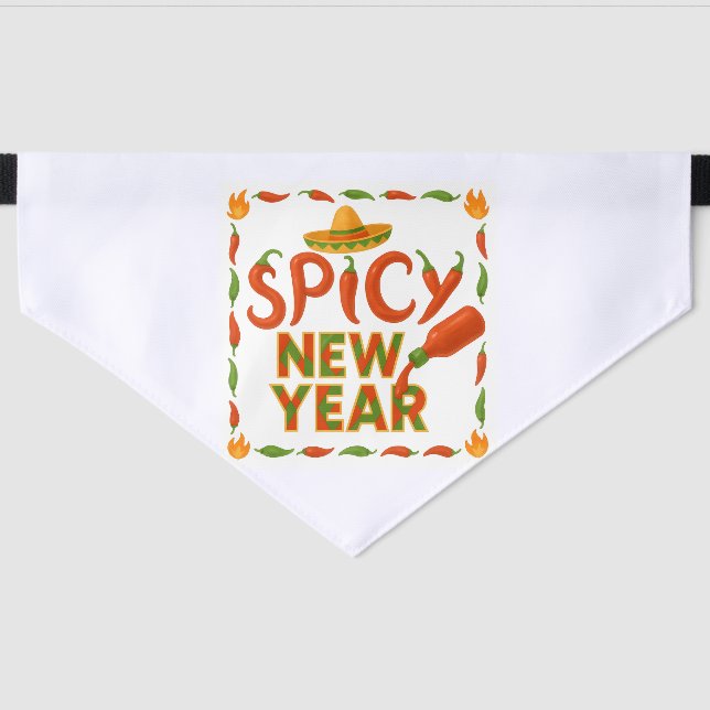 Funny Spicy New Year Pet Bandana Collar (Front)