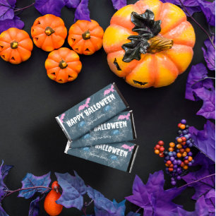 Funny spider and bat, Halloween customizable  Hershey Bar Favors